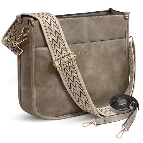 Image of WOOMADA Hobo Handbag for Women Vegan Leather Crossbody Bags Trendy Shoulder Bag with 2 Adjustable Strap(1pc-apricot)