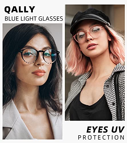 Image of Womens Round Blue Light Blocking Glasses Anti Eye Strain Glasses Clear Lens Computer Eyeglasses with Filter UV Light