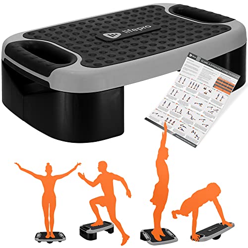 Lifepro 4-In-1 Adjustable Aerobic Step Platform - Multifunctional Aerobic Stepper, Balance Board, Slant Board - Steppers For Exercise, Home Workout Step Up Exercise Platform For Balance & Gym Class #TOP5