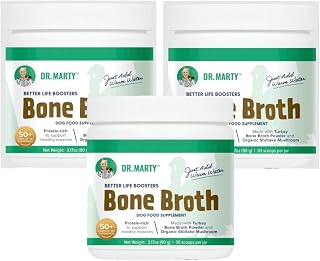 Dr. Marty Better Life Boosters Bone Broth Dog Supplement, Turkey, 3.17 oz Jar (3 Pack)