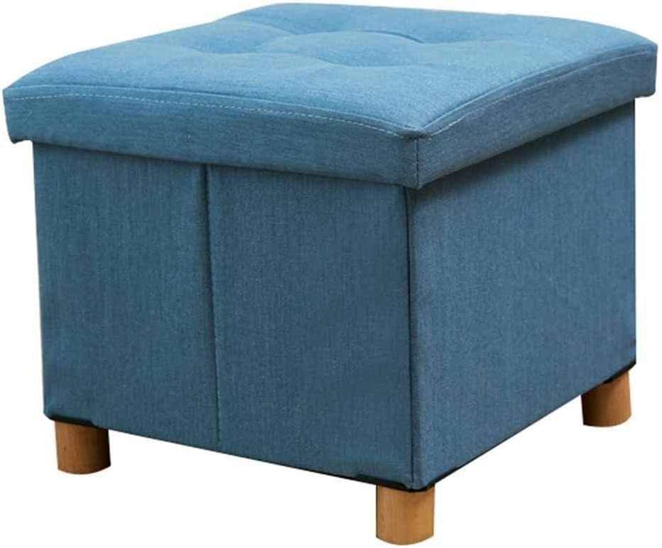 Siège cube en tissu denim avec coffre de rangement rembourré 2 tailles