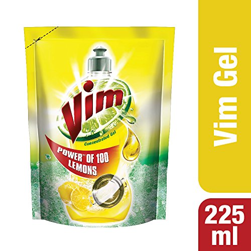 Image of Vim Dishwash Liquid Gel Lemon Refill Pouch, With Power Of Lemons, Leaves No Residue, Refreshing Dishwash Experience, 225 ml