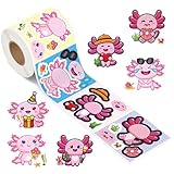 300Pcs Axolotl Make a Face Stickers Roll Cute Kawaii Cartoon Mexican Salamander Make Your Own Animal Stickers Mix and Match DIY Art Crafts Classroom Activity Game Birthday Party Favors Gift, 6 Designs
