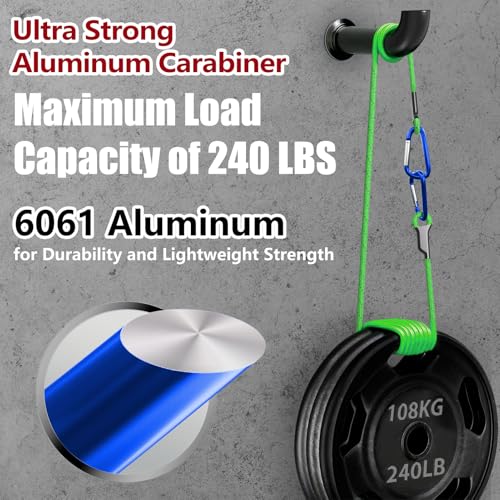 Image of sprookber 4 inch & 5 inch Extra Large Aluminum Carabiner D Ring, Caribeener Clips, Spring Snap Hook for Keychain Clip, Set of 4