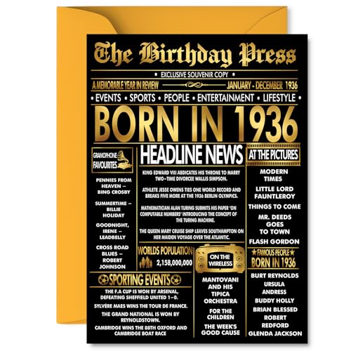 Gold 90th Birthday Card for Women and Men 5x7 Inch Bday Greeting Cards