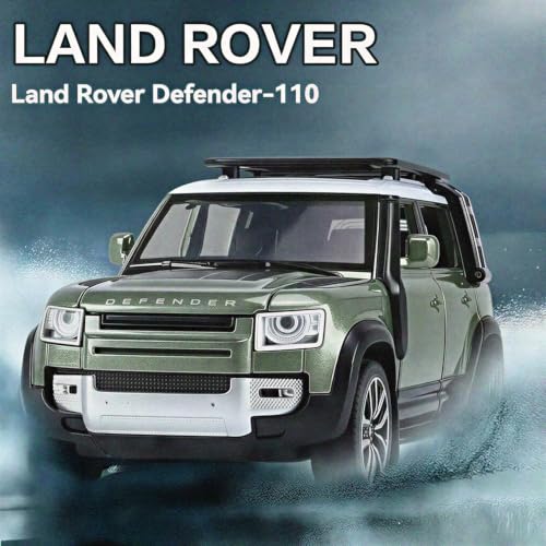 Image of 1:32 Scale New Defender Alloy Pickup Car Toy Metal Pull Back Diecast Car with Openable Door and Sound Light, Gifts Toys for Kids【Green】