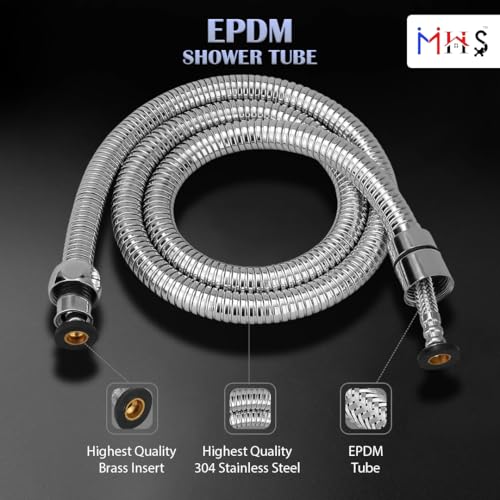 Image of MHS Heavy Duty Health Faucet Hose Pipe - EPDM Steel Braided Flexible Tube for Bathroom Hand Shower & Faucet | High-Pressure Resistant, Leak-Proof & Rust-Free | Made in India (1 Meter)