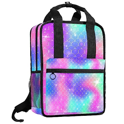 Sac à dos motif écailles de sirène pour école maternelle et primaire