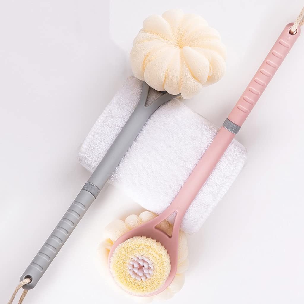 Cepillo para el Cuerpo Exfoliante Cepillo para la Espalda con Bola de baño de cerdas de Doble Cara para el hogar, Cepillo para el Cuerpo con cerdas Suaves PBT y Mango de PP Antideslizante,