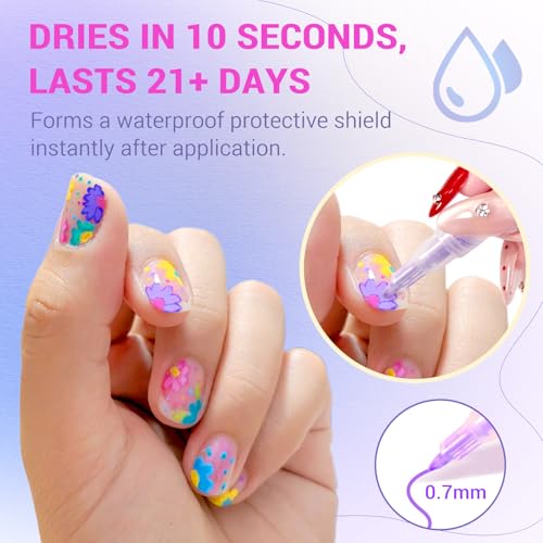 Image of 12 Color Nail Art Pens, 3D 0.7 MM Nail Polish Pens Set Drawing Painting Point Liner Acrylic Painted Pen Kit, Waterproof and Quick-drying Nail for DIY Nails Art Design Manicure Tools