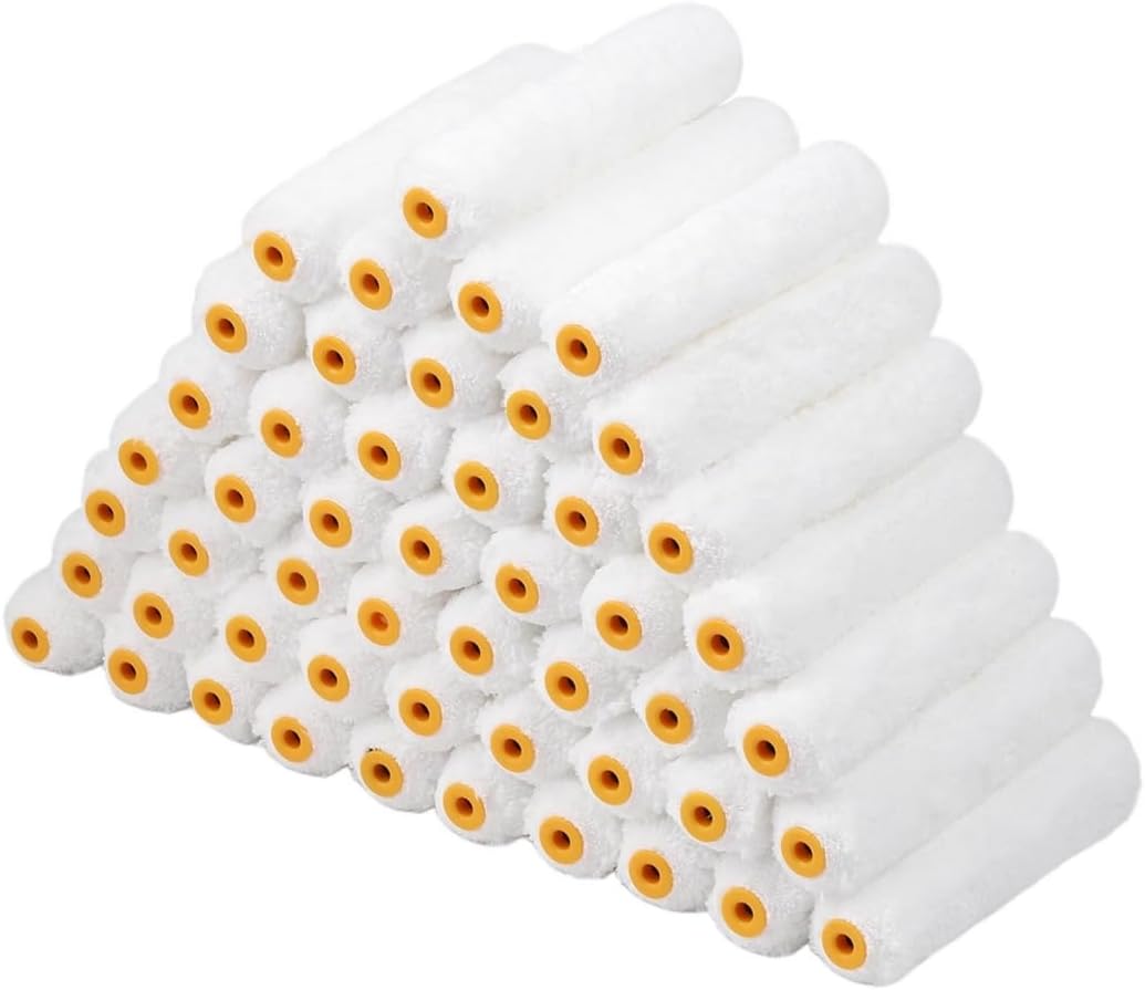 Generic Painting Wall, Ceiling, Home Painting Supply, Paint Roller Set, 50 Pcs Paint Roller Covers, 6.3-Inch Mini Paint Roller, For Applying Paint