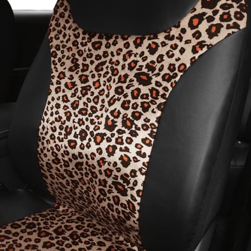 Image of AUTOFAN Universal Fit Front Car Seat Covers (2-Pack) - Premium PU Leather with Leopard Print Design, Airbag Compatible, Easy Installation, Stylish Interior Upgrade for Cars & SUVs