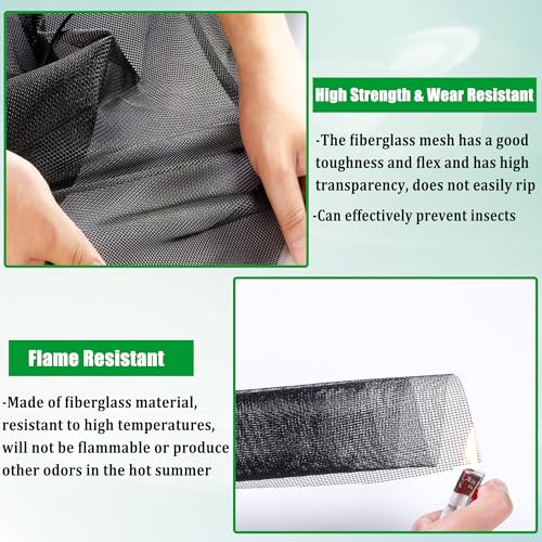 Fliegennetz Meterware 120 x 250 cm,Fiberglas Fliegengitter Fenster Mesh Gewebe Schneidbar Ersatznetz,DIY Insektenschutz Gaze Fenster, für Fenster, Dachfenster, Terrassentür (Schwarz)