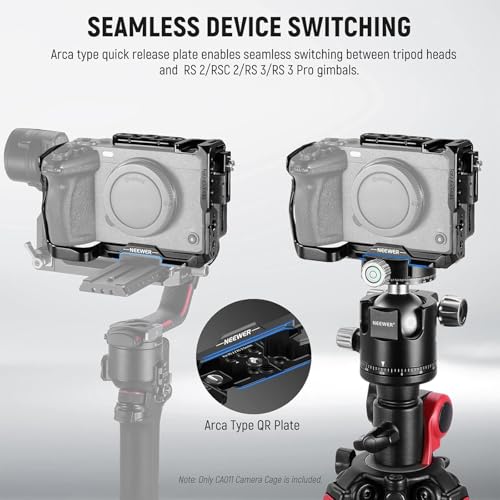 Image of NEEWER FX3 /FX30 Cage Camera Cage with HDMI Cable Clamp, NATO Rail, 3 /8 Inch ARRI Positioning Holes, 1 /4 Inch Thread Compatible with Sony FX3 FX30 Original XLR Handle, Compatible with DJI RS2 RS3