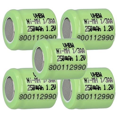 vhbw 5X Batería reemplaza 1/3AA para modelismo (250mAh, 1,2V, NiMH, Verde)
