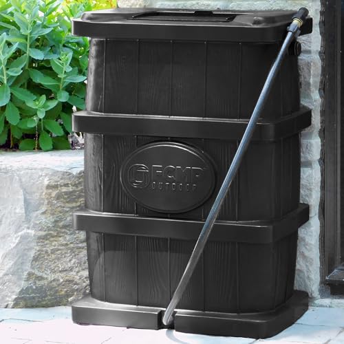 Image of FCMP Outdoor Slim Line Design Rain Barrel, 45 Gallon, Black