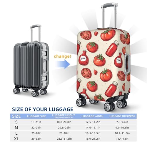 Tomato Ketchup Red Print Travel Luggage Covers, Washable Suitcase Covers Protector for Luggage 18-32 Inch High Elasticity2
