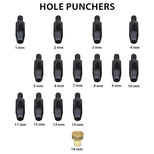 Miniatura 3 de Juego de punzones huecos en forma de círculo de 0.039 in a 0.551 in con prensa manual para manualidades en cuero