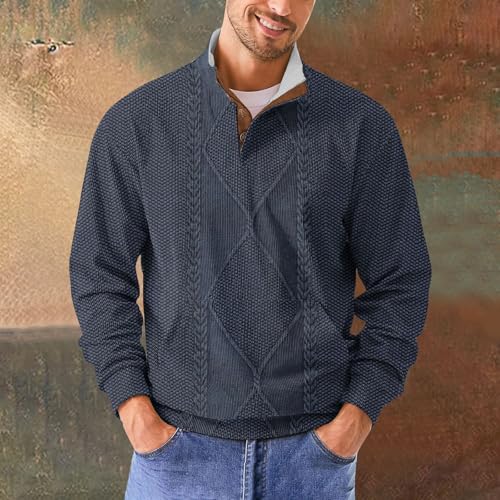 ADHOWBEW Mens Sweaters Vintage Thermal Lightweight Winter Work Long Sleeve Casual Corduroy Fleece Fall Sweatshirt2