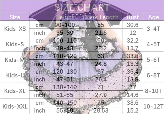 Girls Princess Gothic Lolita Dress Purple and Black Lace Skirt with Wings and Headband Halloween Outfit - Image 7