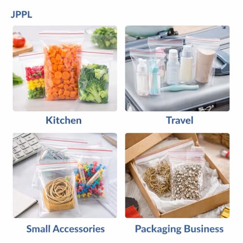 Image of Zip Lock Clear Plastic Storage Bags| Resealable Clear Plastic Bags| Durable and Leak-Proof |Square Pouches with Press Seal Apply To Kitchen Storage and Jewellery Packaging-10 * 14-100Pack