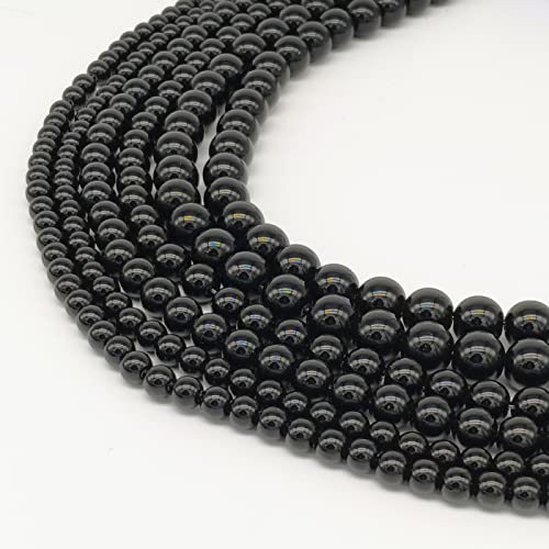 4/6/8/10/12mm Black Glass Beads Natural Stone Scattered Beads DIY Bracelet Neckace Accessories Make - (Item Diameter: 6mm 63pcs)