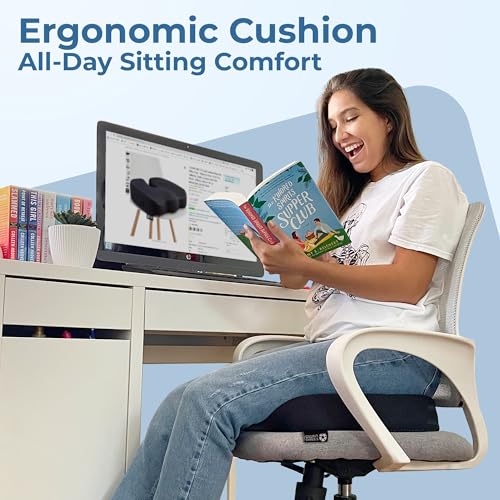 Seat Cushion for Office Chairs - Fits 18"x14" Seats, Tailbone, Coccyx Pain Relief - Butt, Pressure & Sciatica Relief - Gaming, Wheelchair, Car & Desk Pillow, Black - Image 4