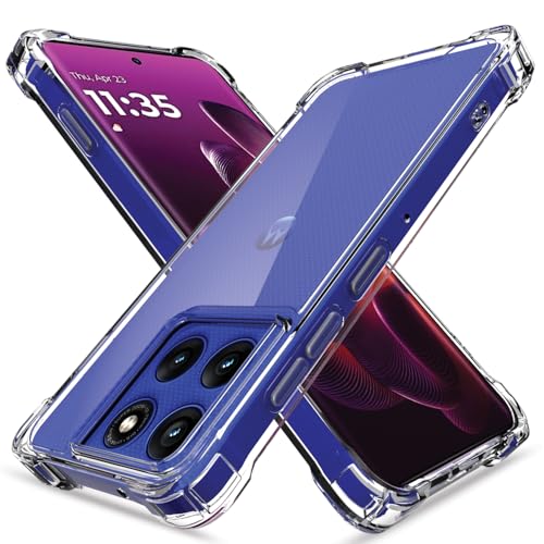 Image of Pikkme Back Cover for Motorola Moto Edge 60 Pro 5G Raised Edges Shockproof Clear PC + TPU Transparent Protective Phone Bumper Case(Transparent)