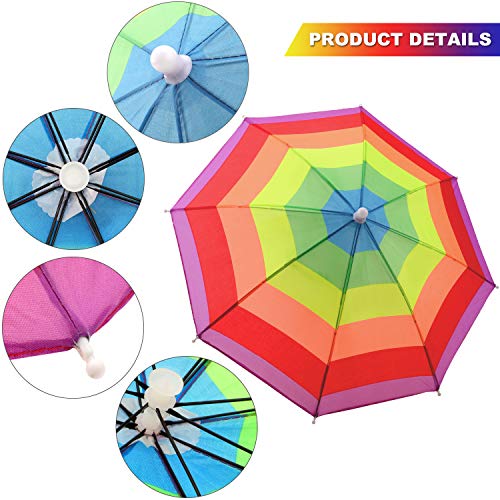 4 Pieces Rainbow Umbrella Hat Adjustable Sun-Rain Umbrella Hat For Adults And Kids (Color Set 2) #TOP2