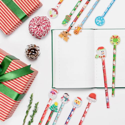 Set de 24 lápices navideños con borradores miniatura 7
