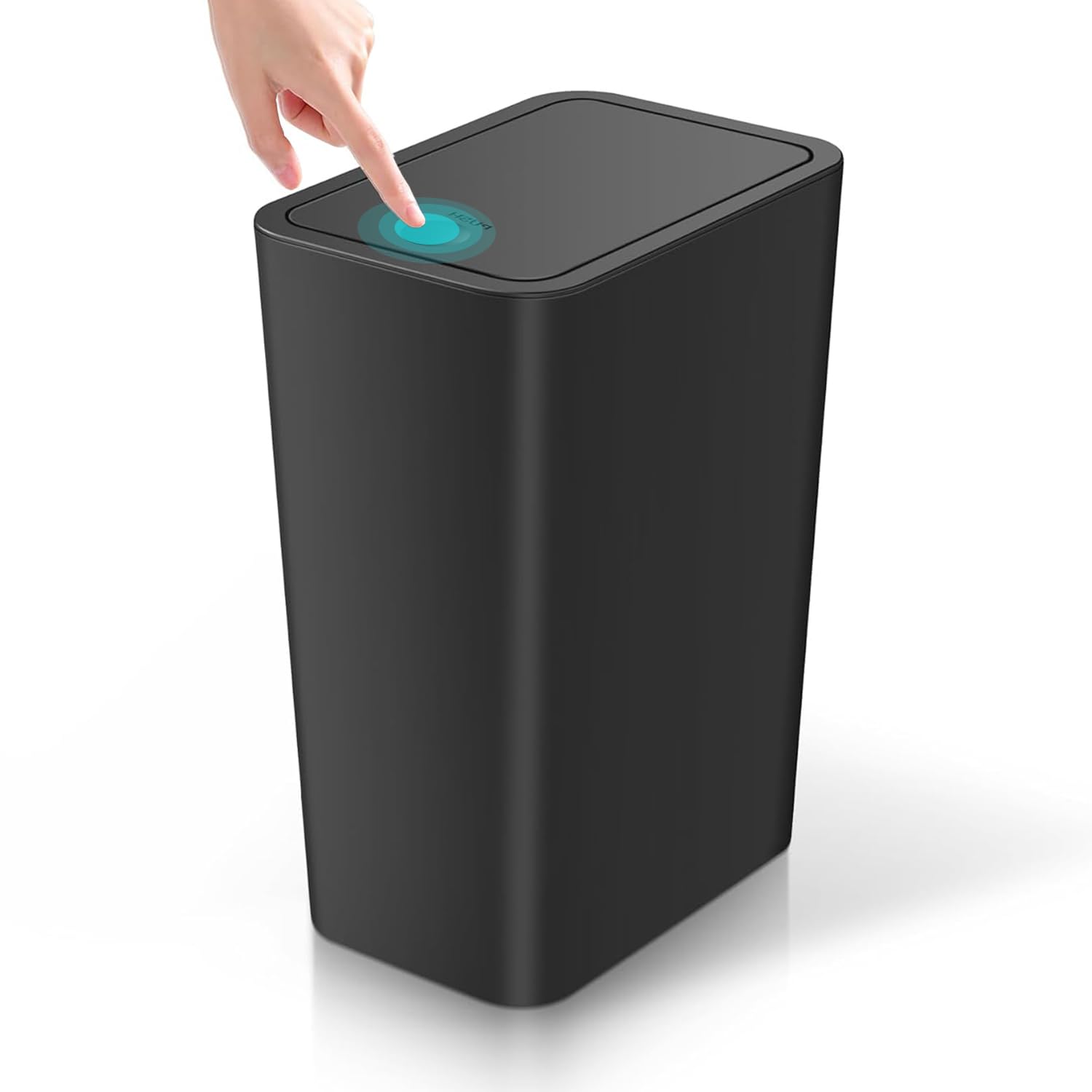 Slim Bathroom Bin with Lid, 10L Bedroom Bin with Pop-Up Push-Button Lid Small Thin Plastic Bins, Narrow Trash Can Anti-Odour Pet Proof Waste Basket for Toilet,Kitchen,Living Room,Office
