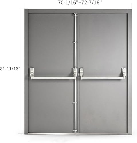 Miniatura 2 de VIZ-PRO Puerta de salida contra incendios de montaje rápido (doble) con barra de pánico, gris lado derecho hoja activa hacia afuera