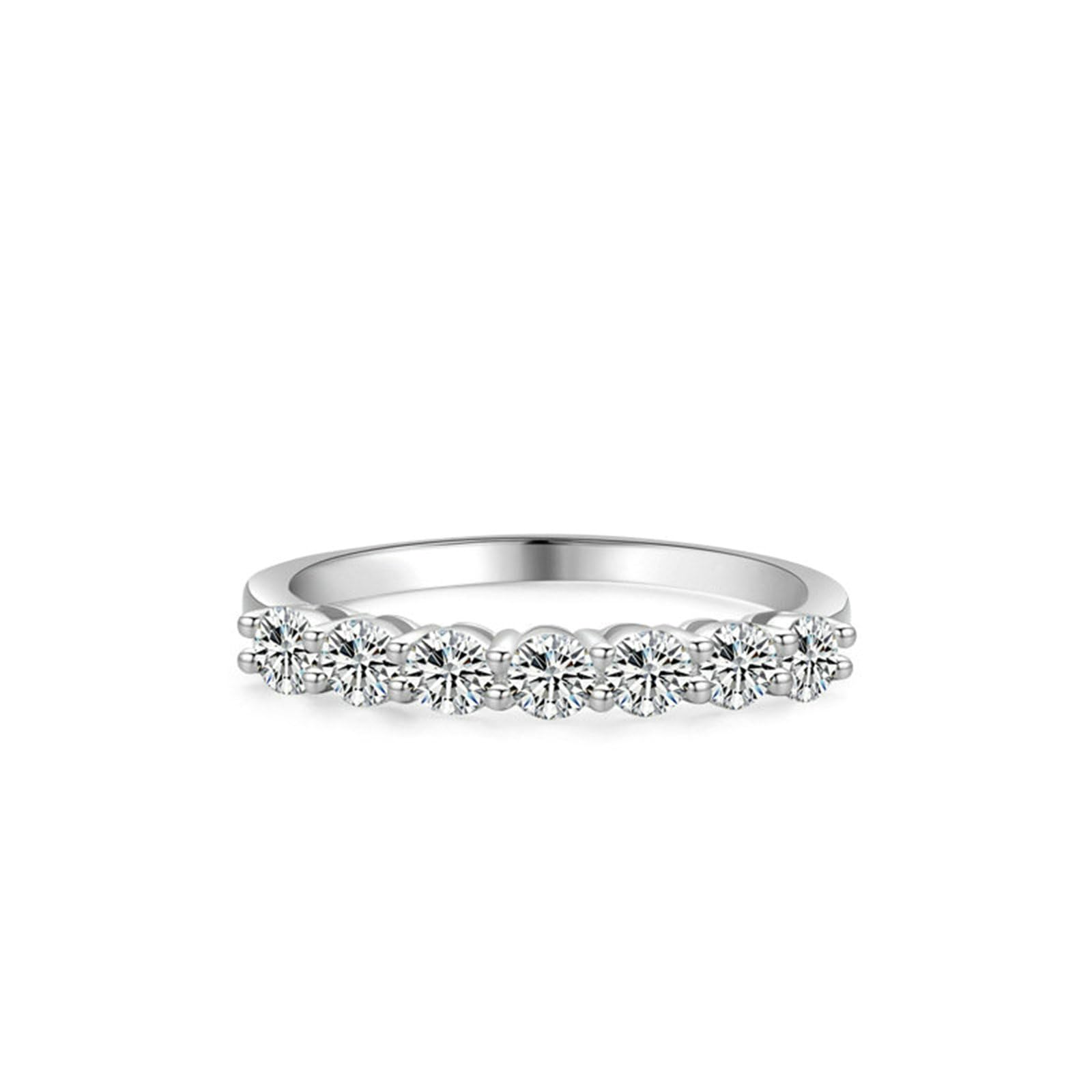 Eternity Band obrączki ślubne białe złoto 750 dla kobiet z moissanit, pierścionek damski złoty 750, rozmiar 47 (15,0)-65 (20,7)