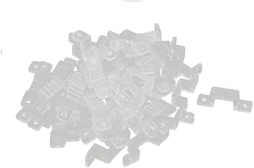 uxcell Soporte de montaje de fijación de tira de luz LED de plástico de 0.551 in x 0.276 in transparente 50 unids