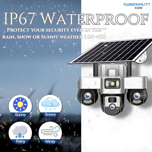 Image of XUGA - Cybernautt Series X18M 18MP 3 Lens PTZ Dual Solar 4G Sim Outdoor CCTV Camera with 3 View |Night Vision | Motion Detection| All 3 Lens Mobile Controlled | Use Air-tel 4G Sim