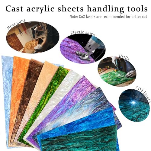 Image of Pearl Glitter Cast Acrylic Sheet 1 /8 Inch for Laser Cutting 12x8 Inch Sparkly Water Stream Pattern Acrylic for Laser Engraving, Crafts, DIY Projects (2, Turquoise, 12x8 Inch)