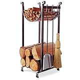 Enclume Sling Log Rack with Fireplace Tools, Hammered Steel