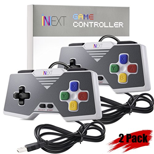 iNNEXT SNES USB Controller Gamepad Joystick, USB PC Controller Joypad Gamestick Controller for Windows PC MAC Raspberry Pi (Pack of 2)
