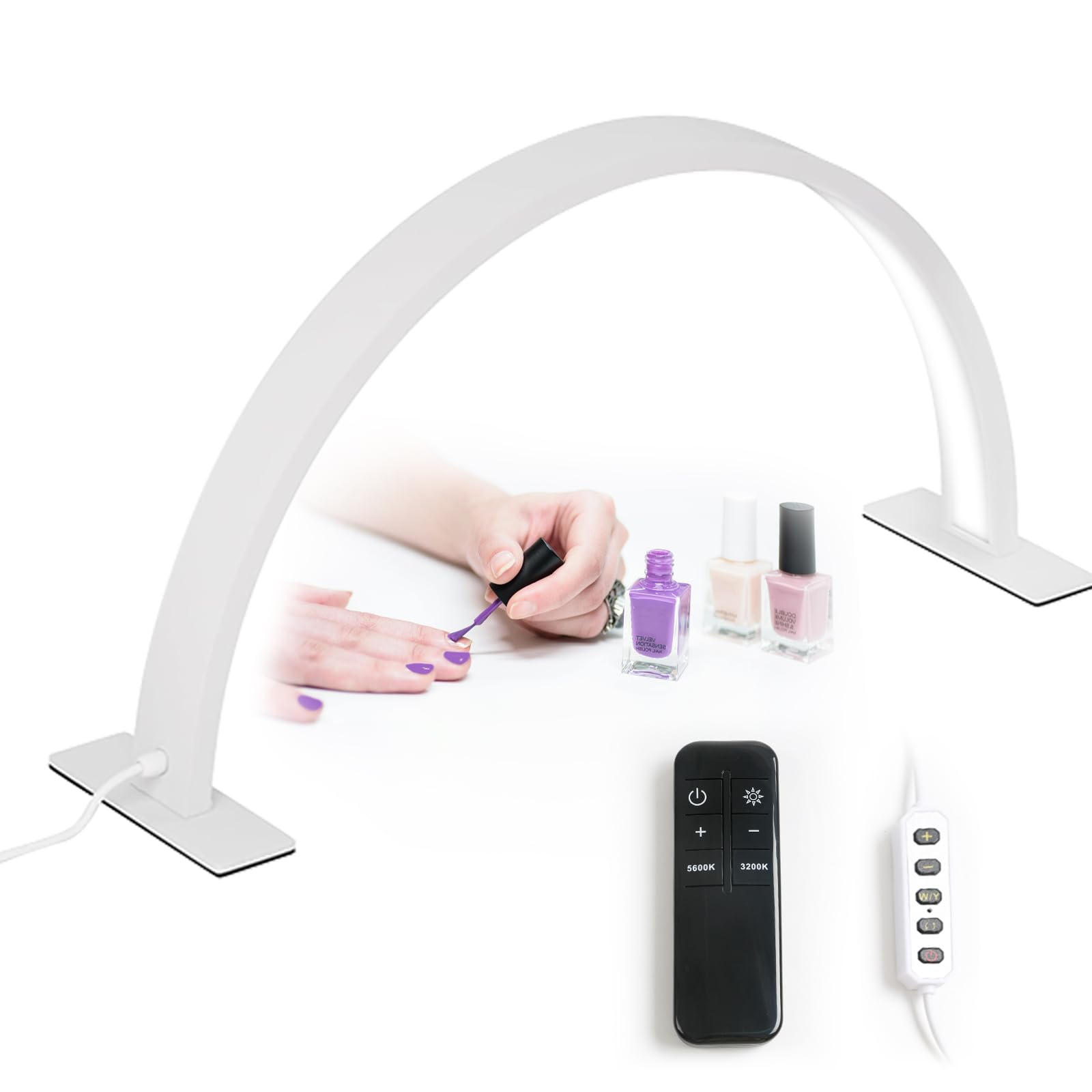 Virxcir Half Moon Lamp, 22inch Lash Light for Nail Desk with Remote Control, U Shaped Fill Floor Lamp for Eyelash Extension, Tattoo, Eyebrows (55cm)