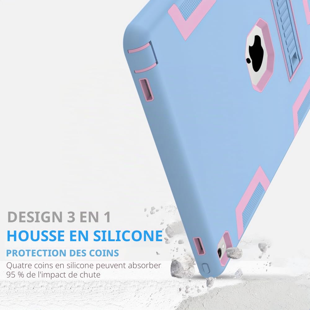 Coque pour iPad Pro 12.9 2017/2015 (Ancien modèle, 1ère et 2ème génération), Coque de Protection Robuste Puxicu pour iPad Pro 12,9" (modèle : A1584 A1652 A1670 A1671), Bleu et Rose