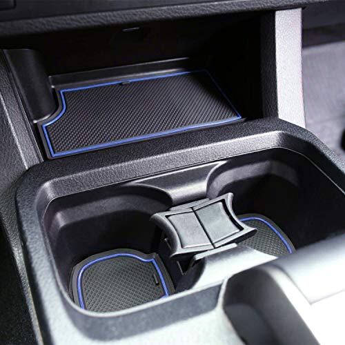 JDMCAR Liner Accessories Compatible with Tacoma 2016 2017 2018 2019 2020 Custom Fit Cup and Door Center Console Inserts (Double Cab,Blue Trim)