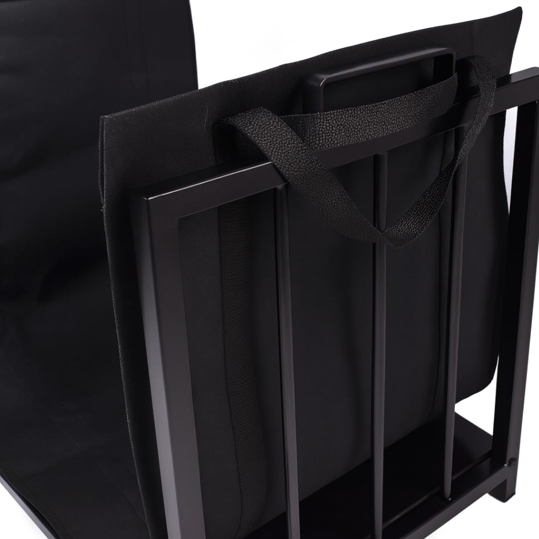 Kaminholzregal Innen - Schwarz 50,5 x 50 x 37 cm - Korb für Kaminholz -Metal Brennholzregal Außen - Kaminholz Aufbewahrung Innen - Holzlager außen Wetterfest -Holzstapelhilfe