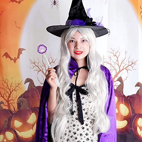 Rbenxia Curly Cosplay Wig Long Hair Heat Resistant Spiral Costume Wigs Anime Fashion Wavy Curly Cosplay Daily Party Silver 32" 80Cm #TOP6