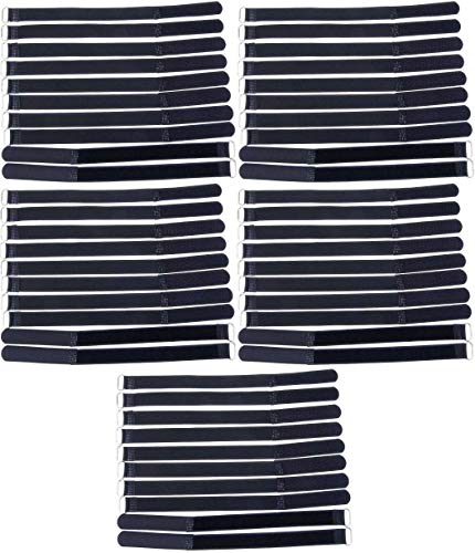 50x 30 cm x 20 mm wiederverschließbare Klett-Kabelbinder SCHWARZ mit Metall-Öse - Kabel-Klettband 300 mm wiederverwendbar Cover