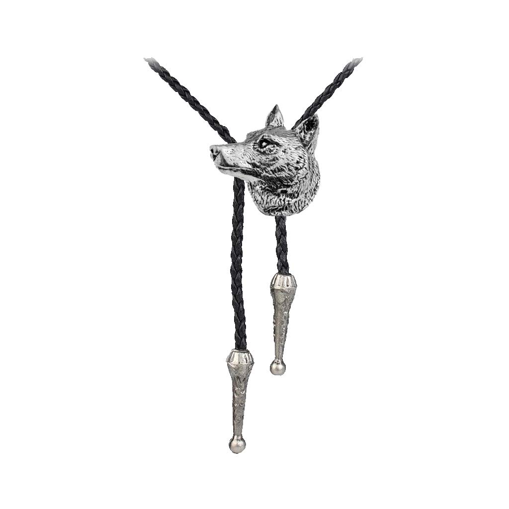 Collier tête de loup en étain codeA66 idéal pour soirées country et look motard - 2