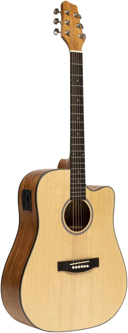 Stagg 6 String Acoustic-Electric Guitar, Right, Natural (SA25 DCE SPRUCE)