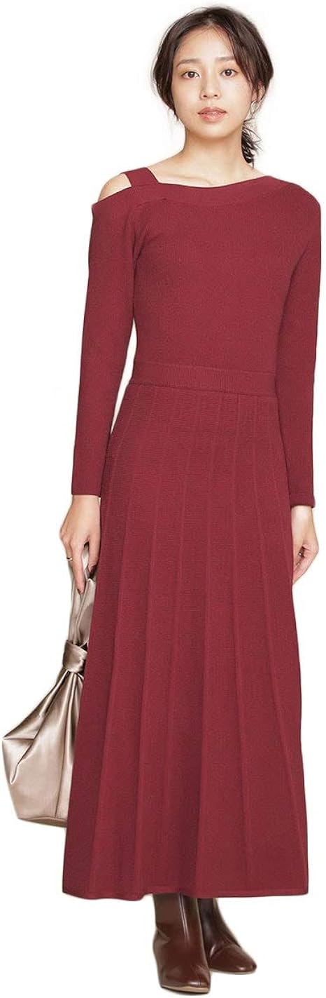 Amazon Co Jp ナノユニバース アシメネック フレア ニット ワンピース レディース 服 ファッション小物