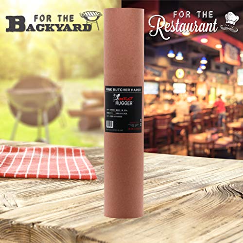 Pink Butcher BBQ Paper Dispenser Box (17.25 Inch by 175 Feet Roll) - Food Grade Peach Wrapping Paper for Smoking Beef Brisket Meat Texas Style, All Natural and Unbleached
