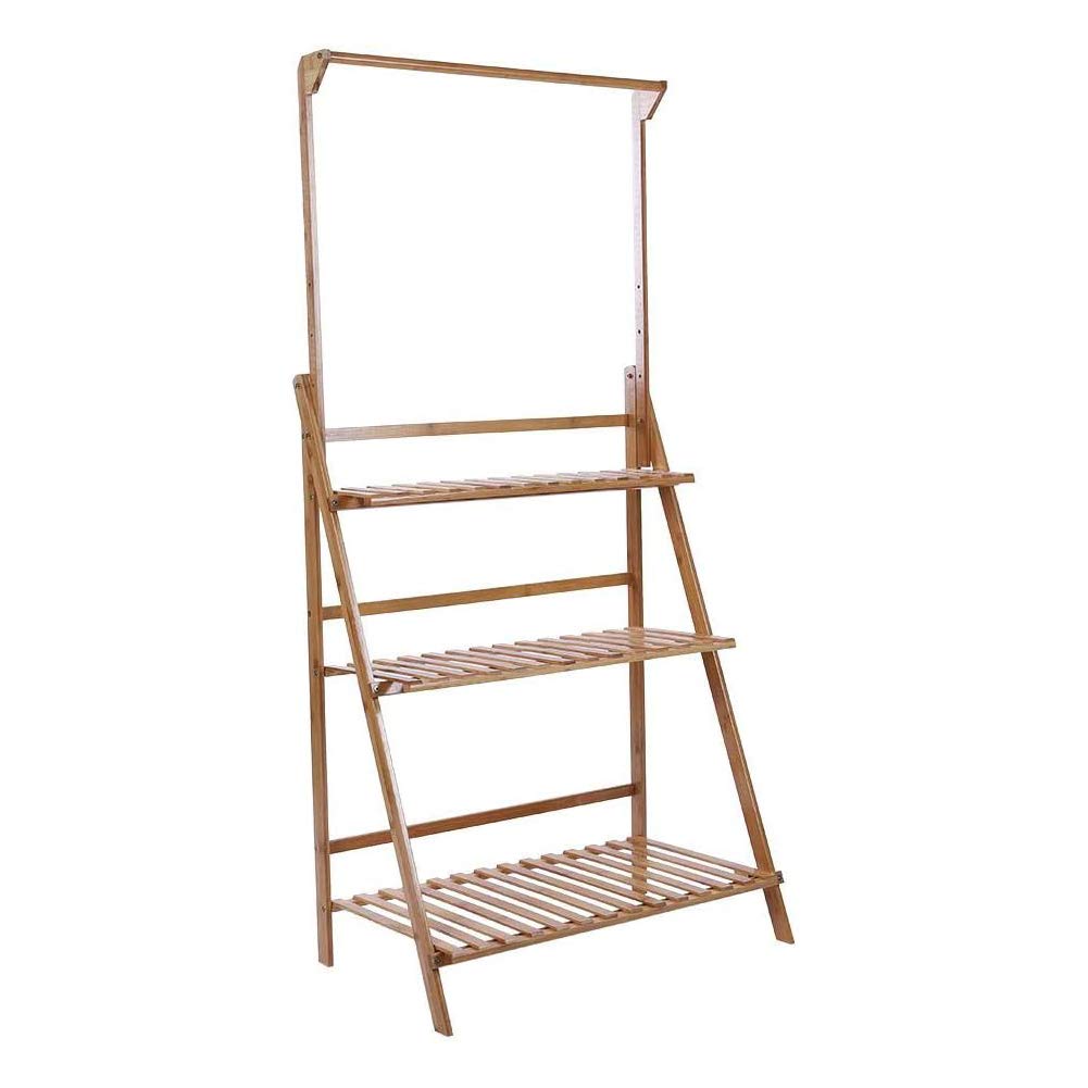 Blumenständer, 3 Ebenen Bambus Pflanzenregal Pflanzentreppe Outdoor Blumenregal Blumentreppe Draußen Pflanztreppe für Balkon Garten Deko 68,5 x 40 x 144 cm