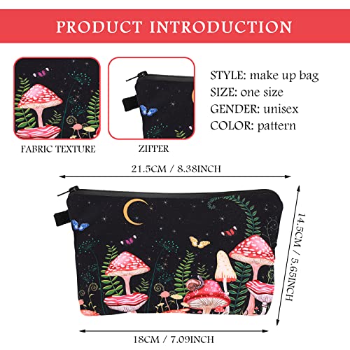 WLLHYF Cosmetic Bag for Women Small Makeup Bag for Purse Water Resistant Toiletry Bag Printed Makeup Pouch Travel Make Up Organizer Bag for Washing Bedroom Storage (Mushroom) - Image 2